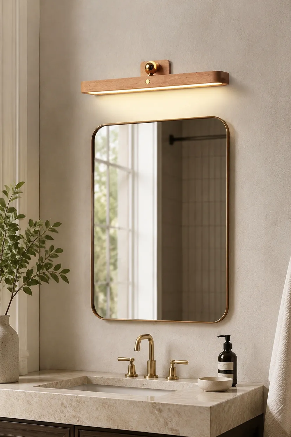 Ozawa Retro Oval Wood/Acrylic/Metal Wall Lamp, Front Mirror Vanity - Lumpaz
