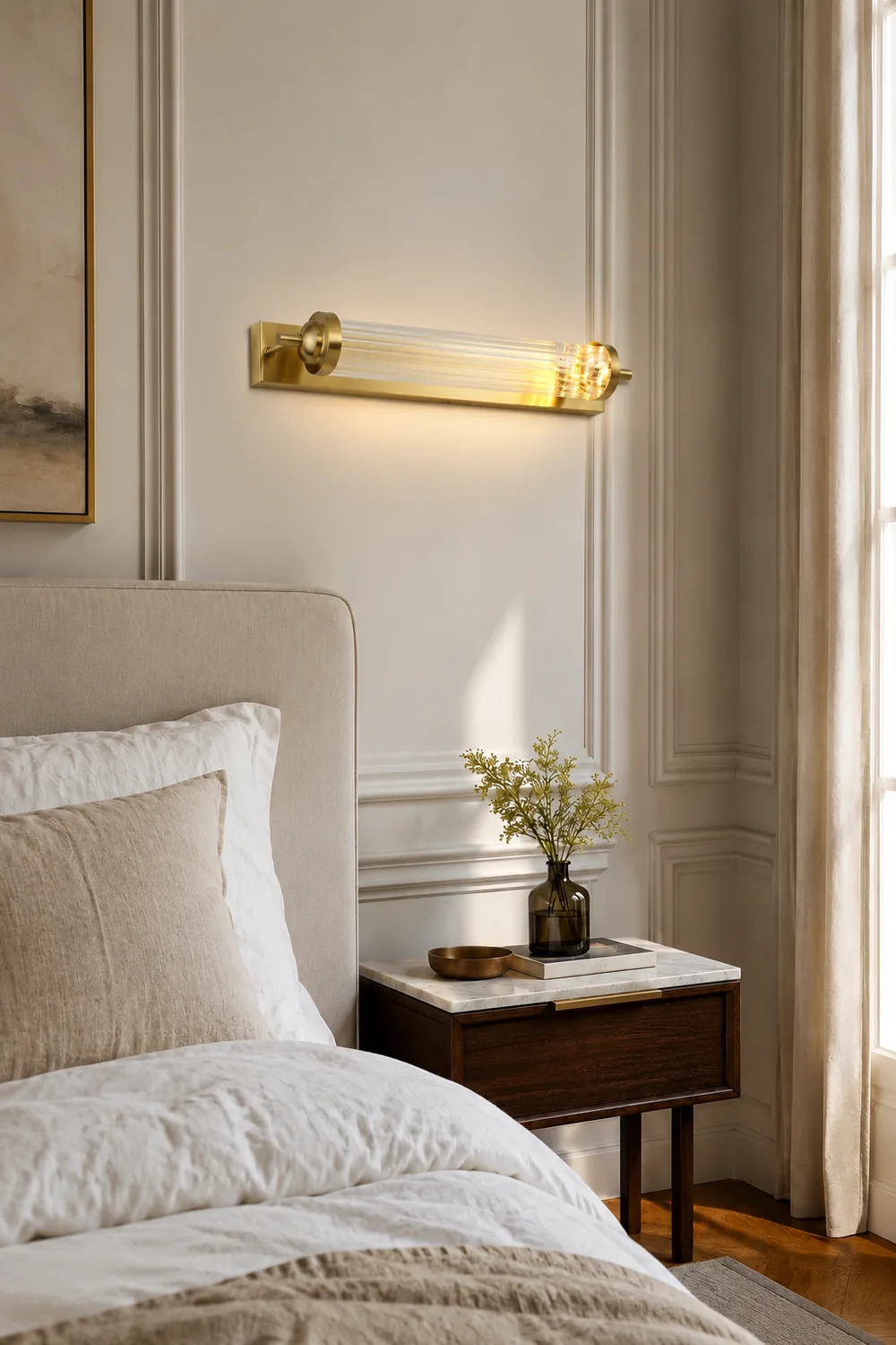 Kristy Modern Cylindrical Metal/Crystal Mirror Front Wall Lamp, Gold - Lumpaz