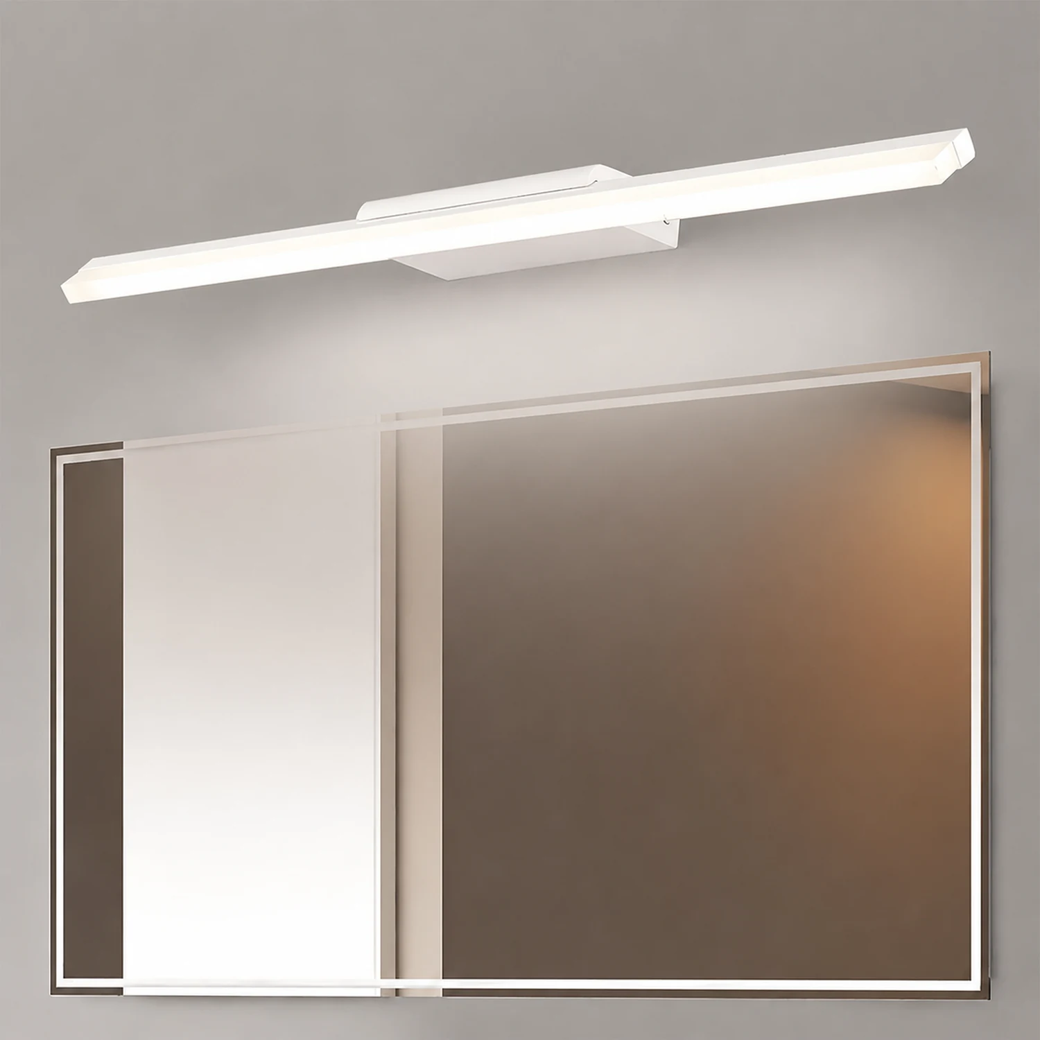 Leigh Minimalist Linear Metal/Acrylic Wall Lamp, White, Bathroom - Lumpaz