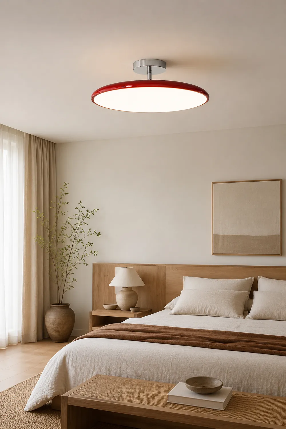 Valentina Vintage Flush Mount Ceiling Light Metal Red/White/Green LED Bedroom - Lumpaz