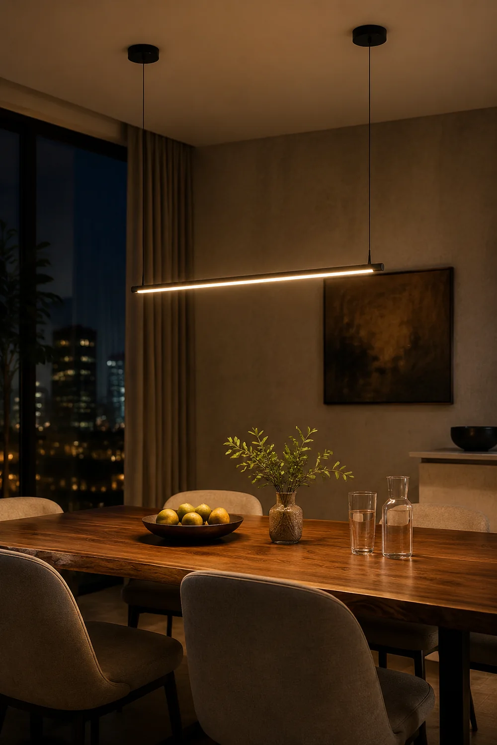 Edge Minimalist Linear Pendant Light Black Living Room - Lumpaz
