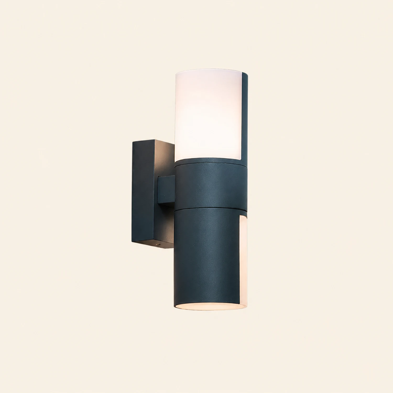 Orr Modern Cylindrical Metal/Acrylic Rotatable Outdoor Waterproof Wall Lamp, Black/White - Lumpaz