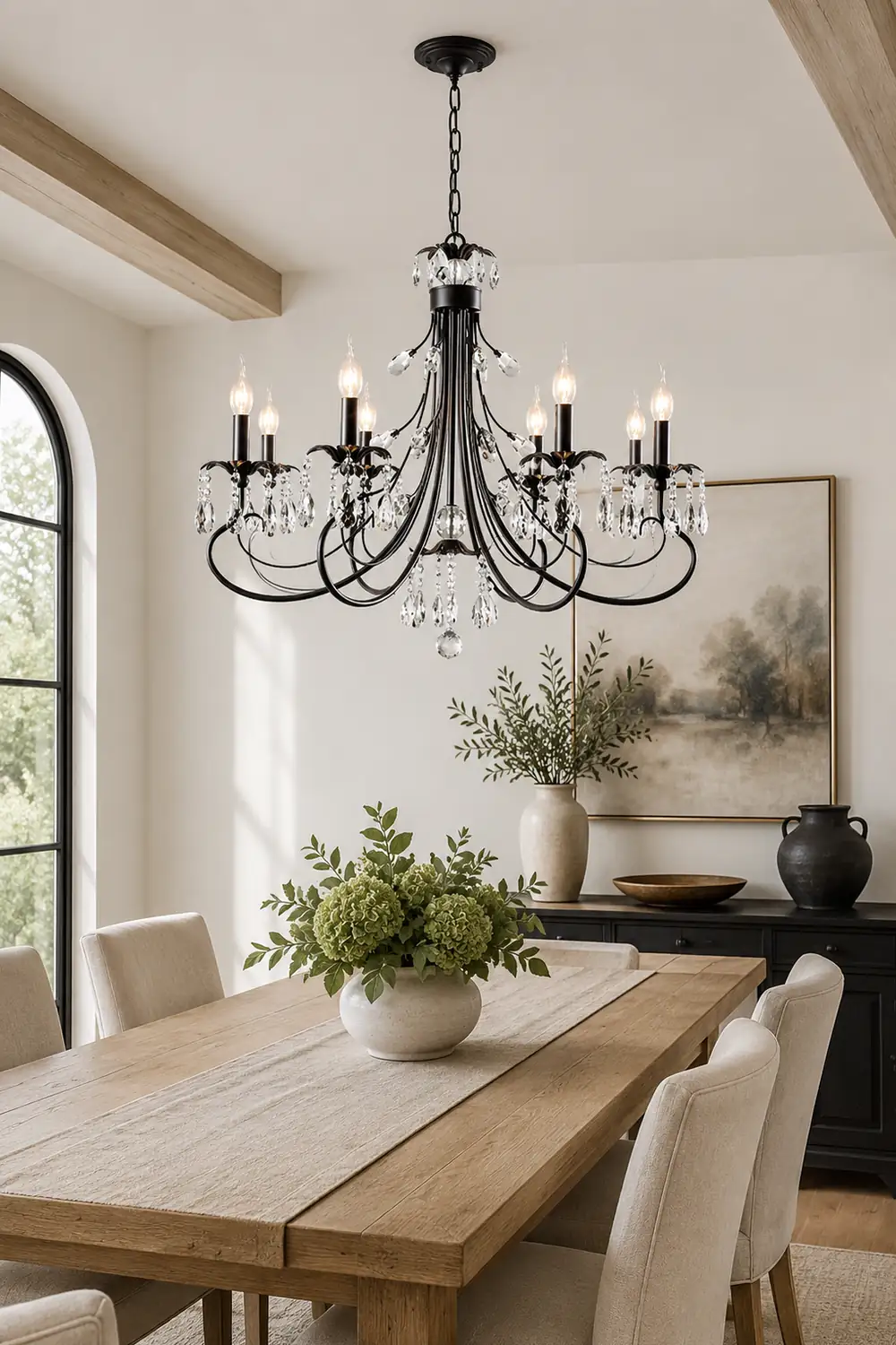 Silva Luxury Tiered Candle Metal/Crystal Chandelier, Black - Lumpaz