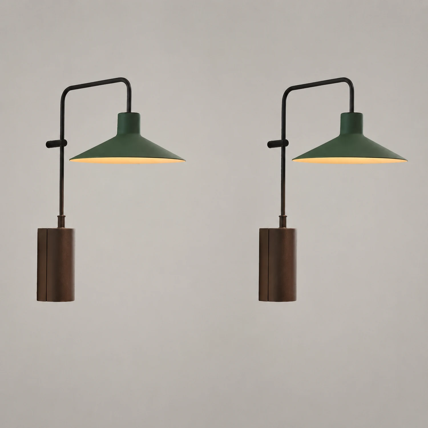 Carins Modern Minimalist Wide Cone Shape Metal Outdoor Waterproof Wall Lamp, Coffee/Green - Lumpaz