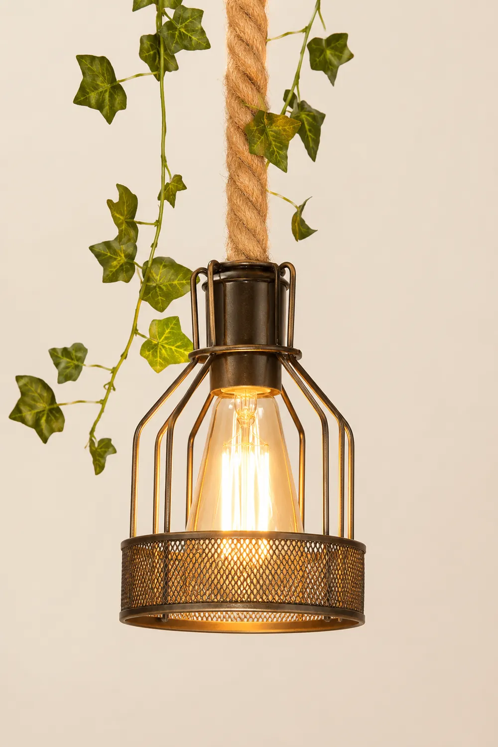Alessio Caged Vintage Farmhouse Wood Beam Pendant Light 3/5 Heads - Lumpaz