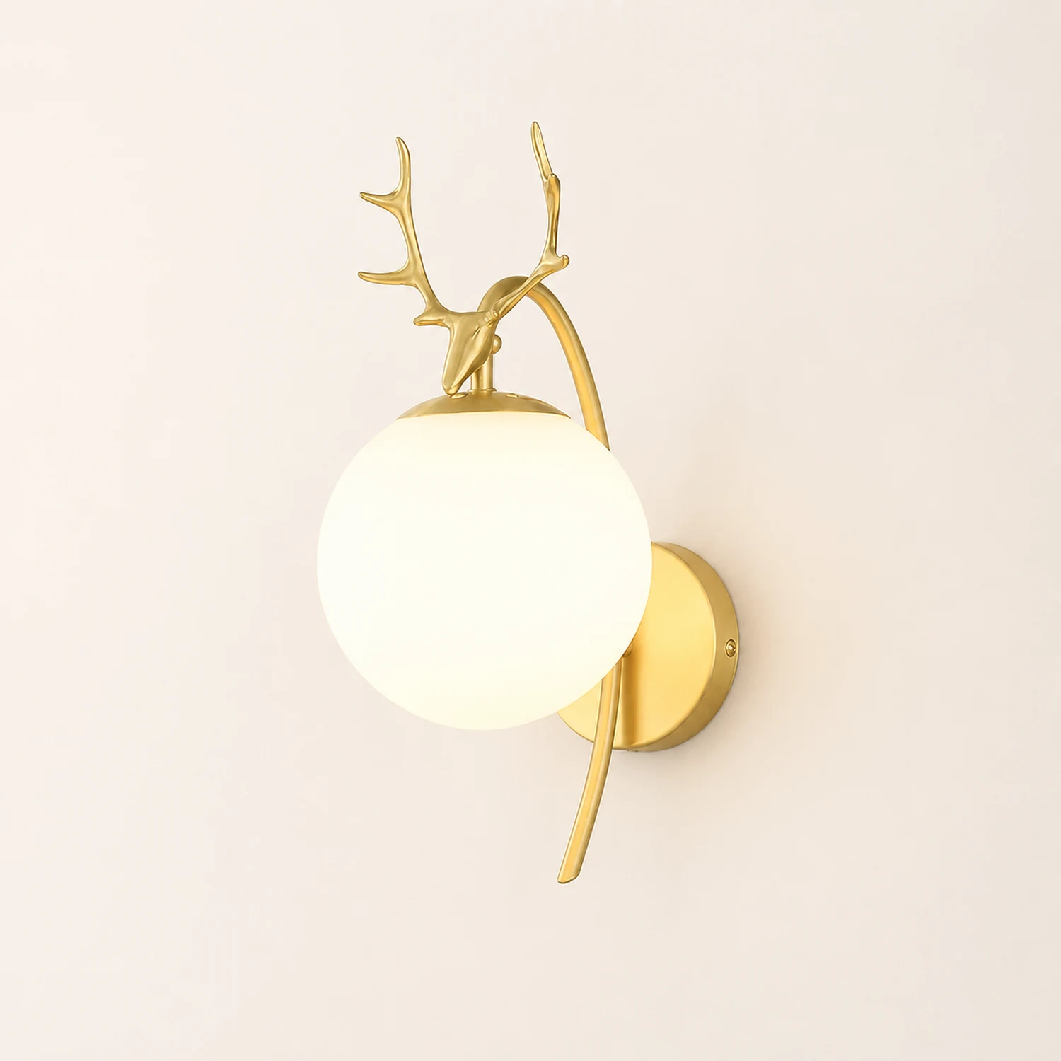 Valentina Modern Art-Deco Deer Bedside Wall Lamp, Black/Gold - Lumpaz