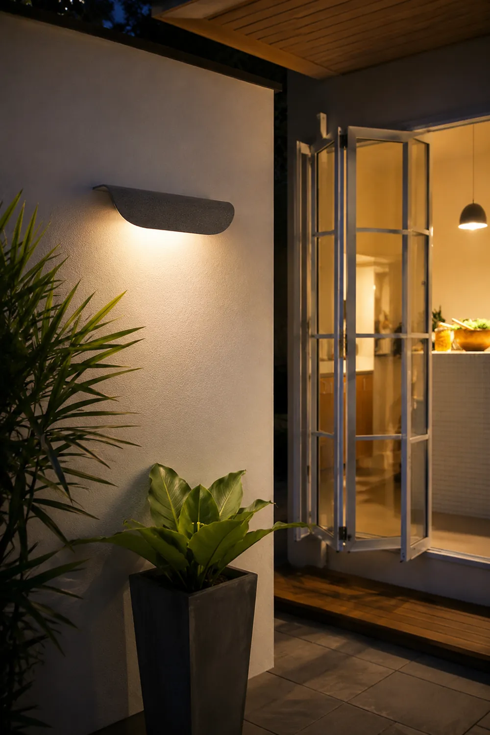 Orr Modern Outdoor Wall Lighting, Waterproof, Curved, Black & White - Lumpaz