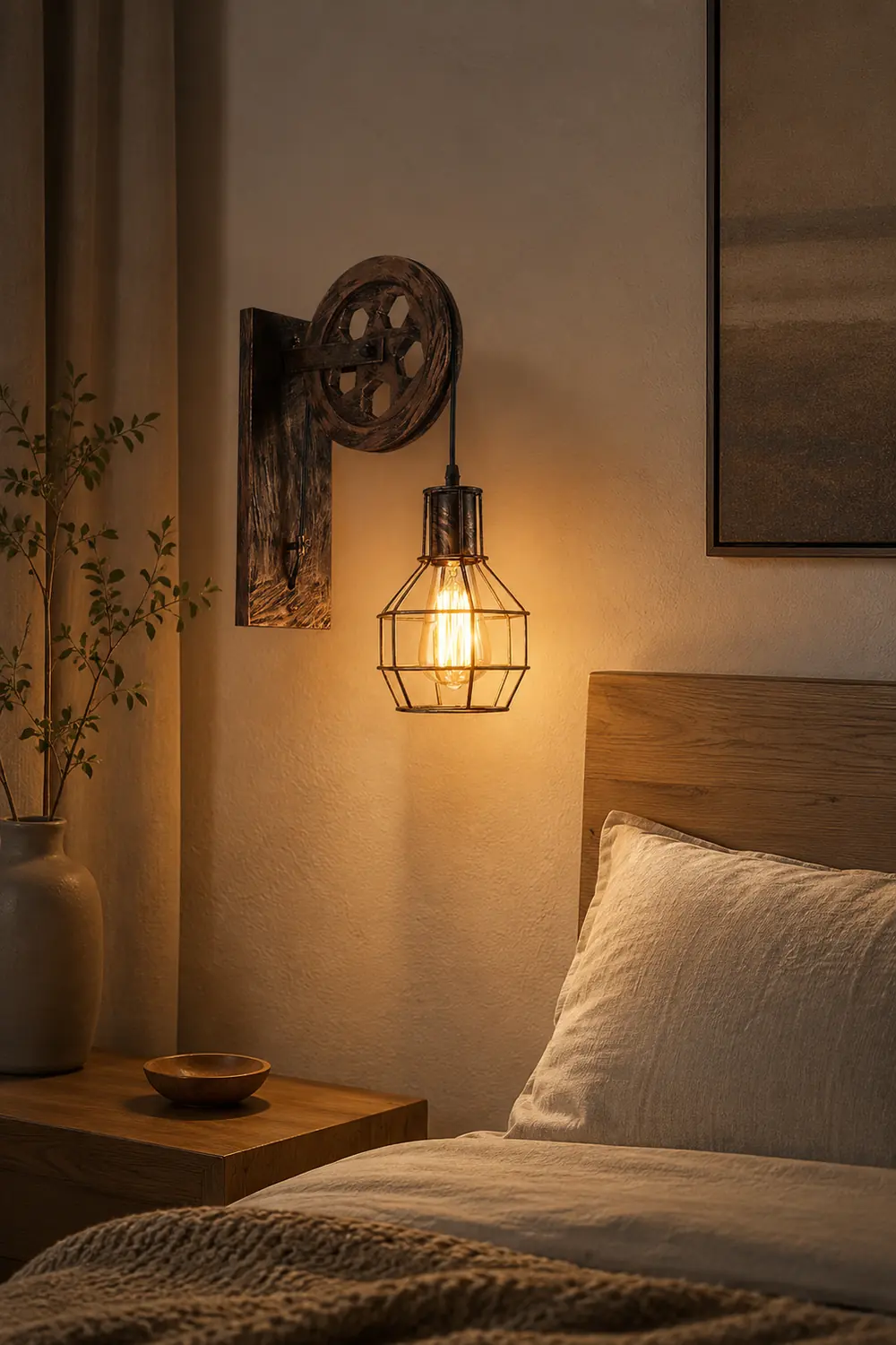 Alessio Wall Lamp Retro, Metal, Rust/Bronze/Black, Bedroom - Lumpaz