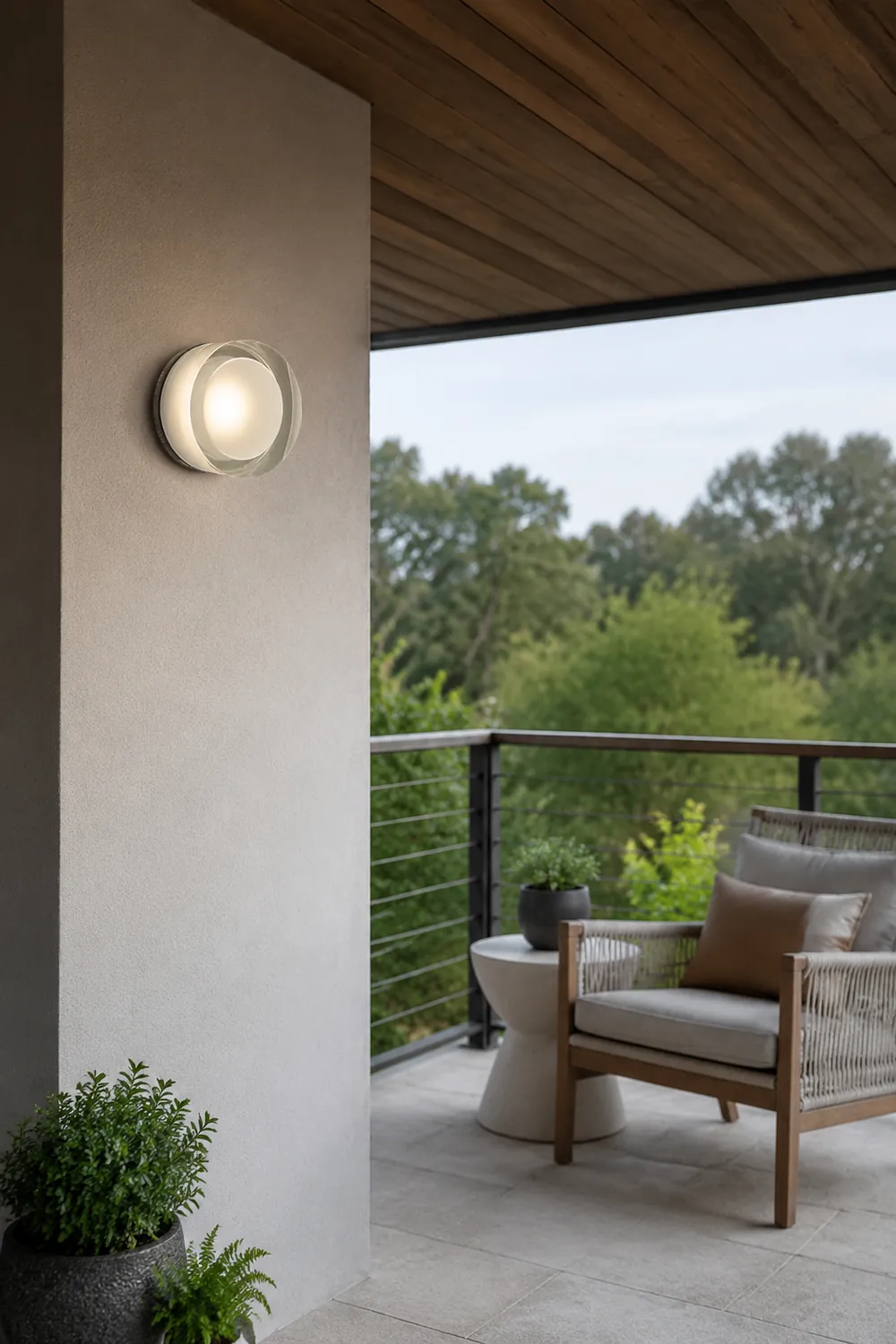 Valentina Modern Mini Drum Metal/Acrylic Outdoor Wall Lamp, Transparent - Lumpaz