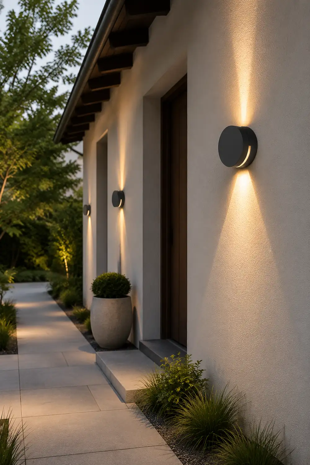 Orr Modern Minimalist Round Metal/Glass Waterproof Outdoor Wall Lamp, Black - Lumpaz