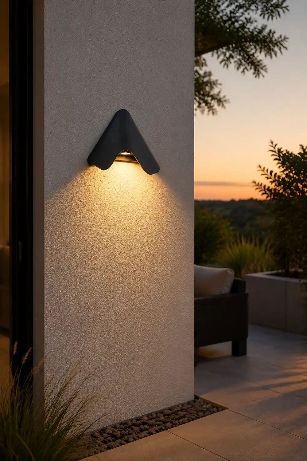 Orr Minimalist Triangle Metal Outdoor Wall Lamp, Balck/White - Lumpaz