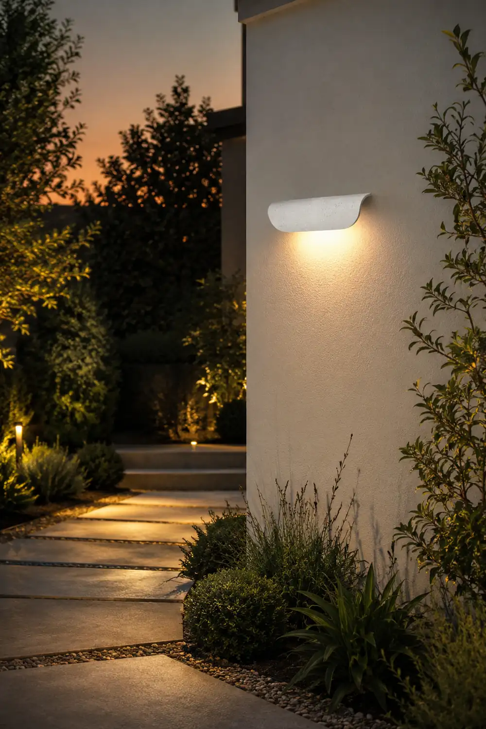 Orr Modern Outdoor Wall Lighting, Waterproof, Curved, Black & White - Lumpaz