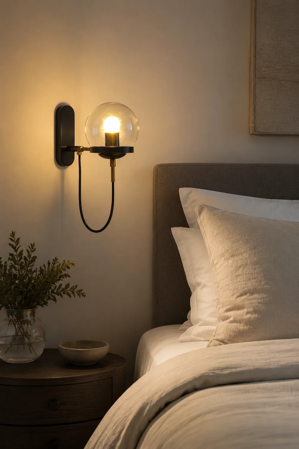 Alessio Rustic Retro Glass Globe Wall Lamp, Black/Bronze - Lumpaz