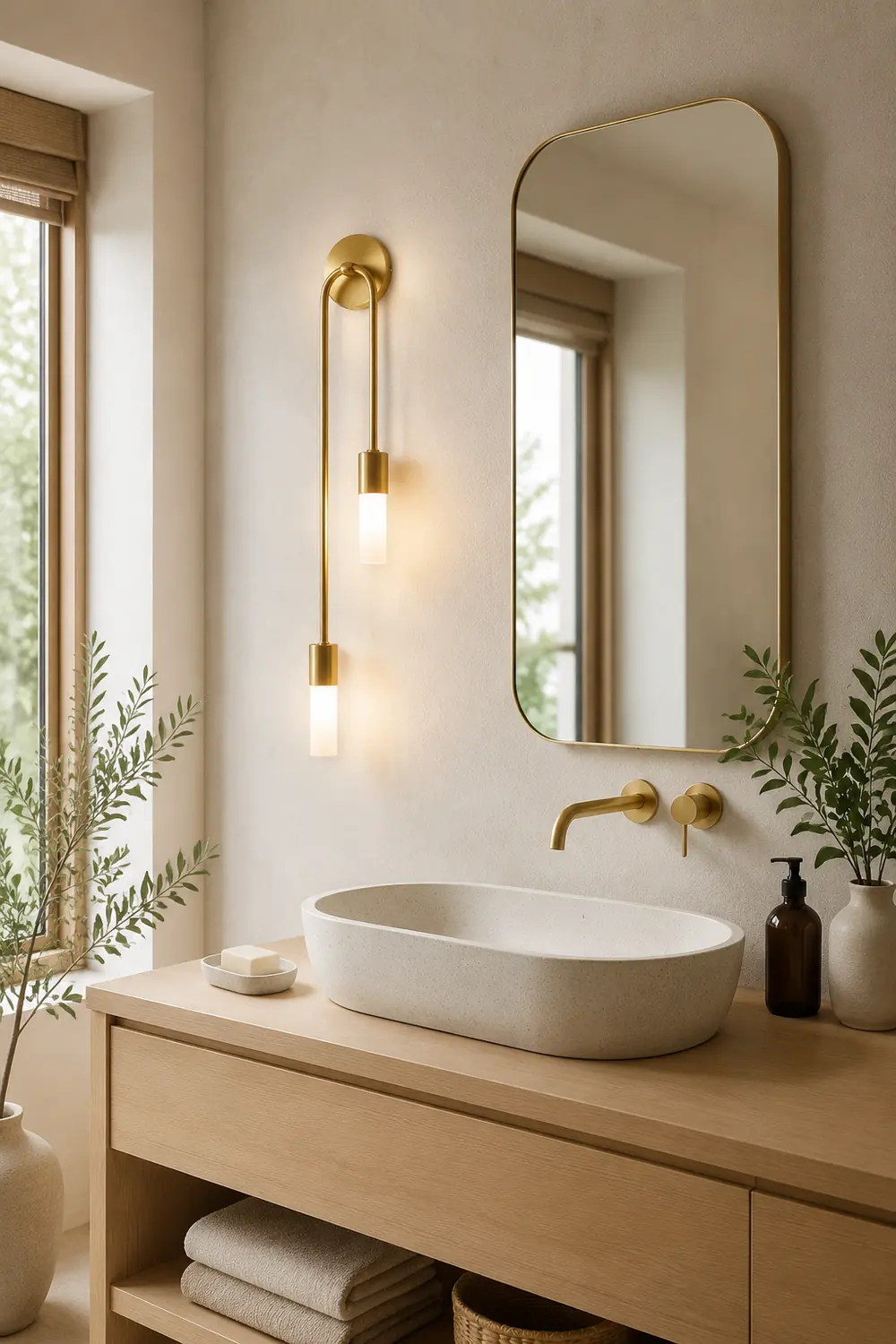 Meza Modern Stick Wall Sconce Gold Metal for Bedeside - Lumpaz