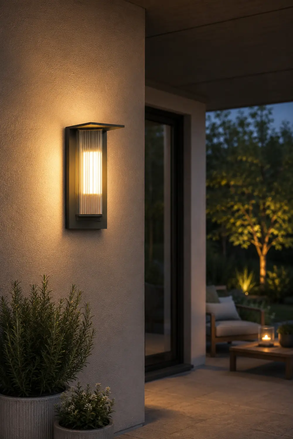 Orr Modern Rectangular Acrylic Outdoor Wall Lamp, Black/Transparent - Lumpaz