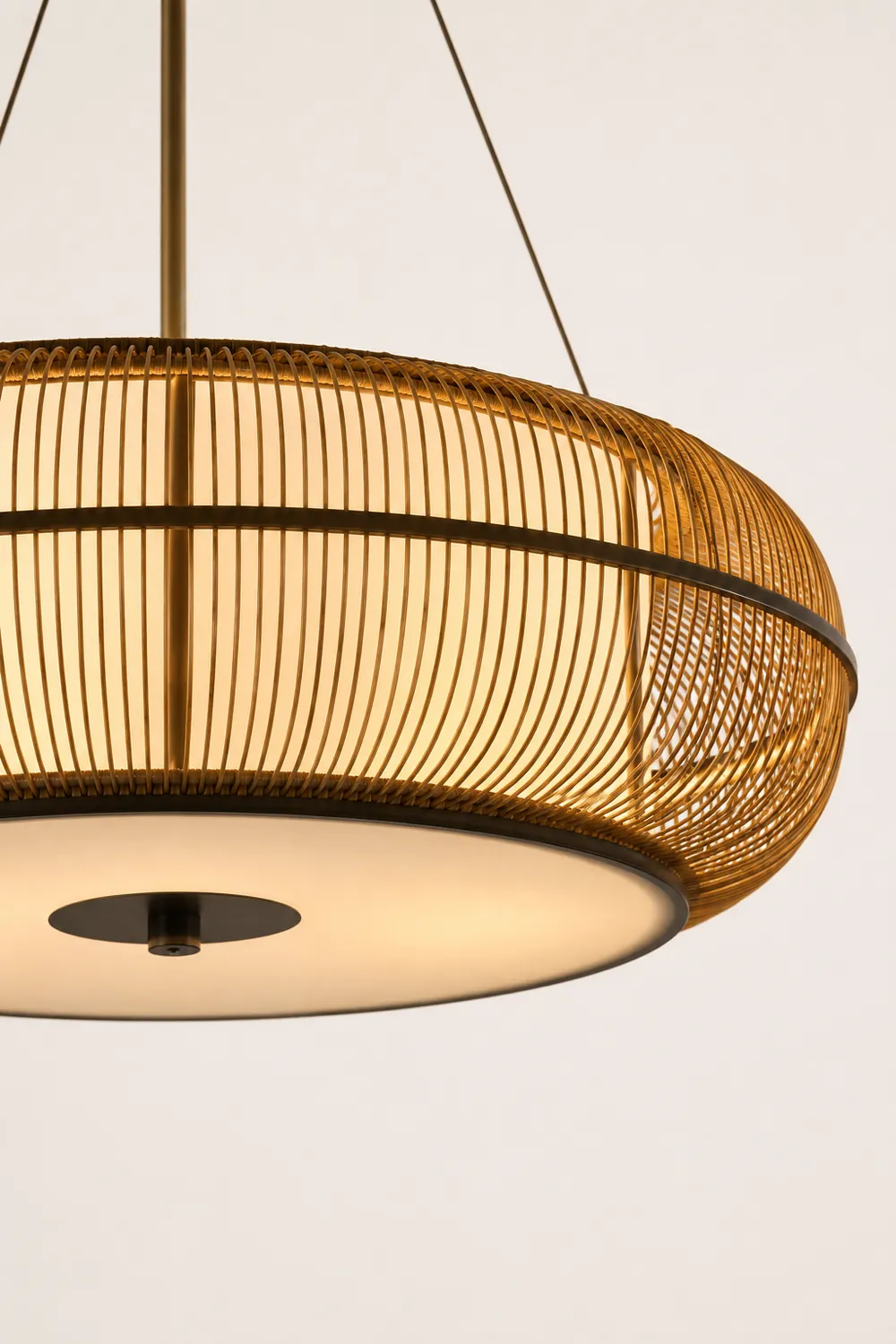Ozawa Natural Basket Weave Wood/ Metal Pendant Light - Lumpaz