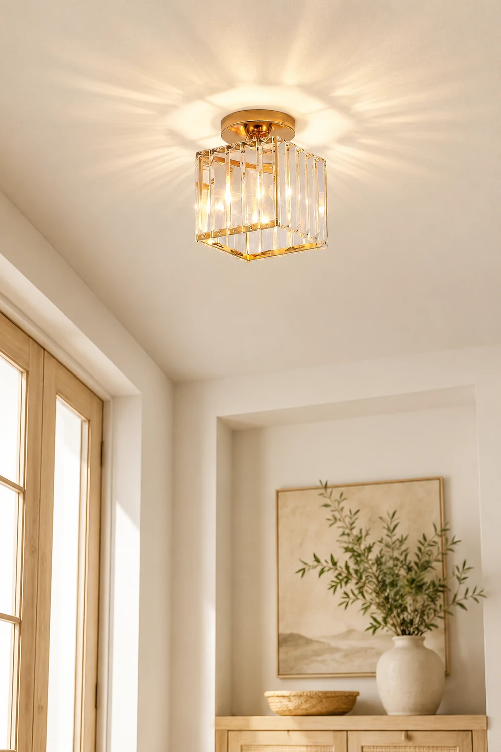 Herbert Modern Metal/Crystal Flush Mount Ceiling Light, 3 Colors - Lumpaz