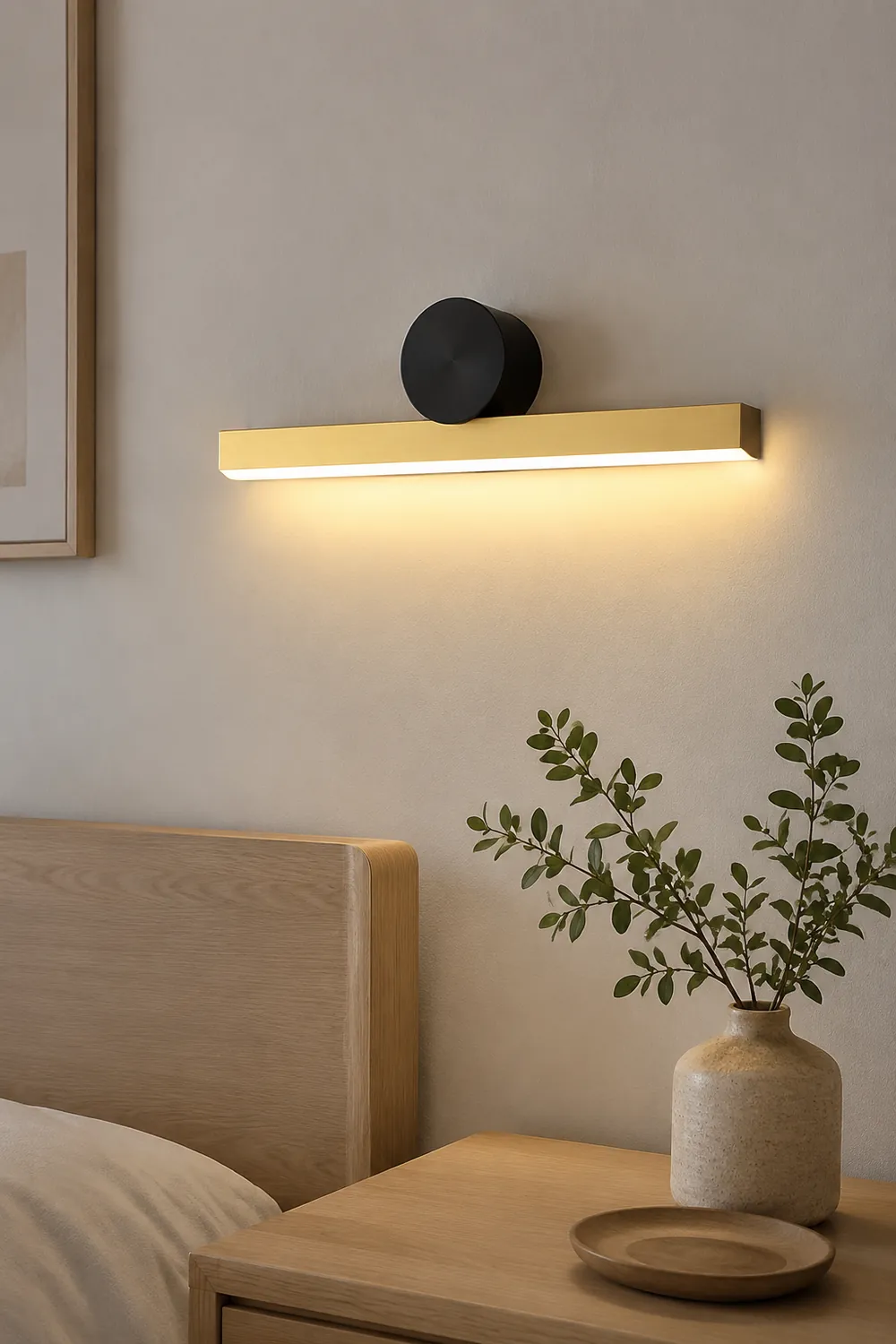 Edge Modern Geometric Metal Wall Lamp, Black & Gold, Bedroom - Lumpaz