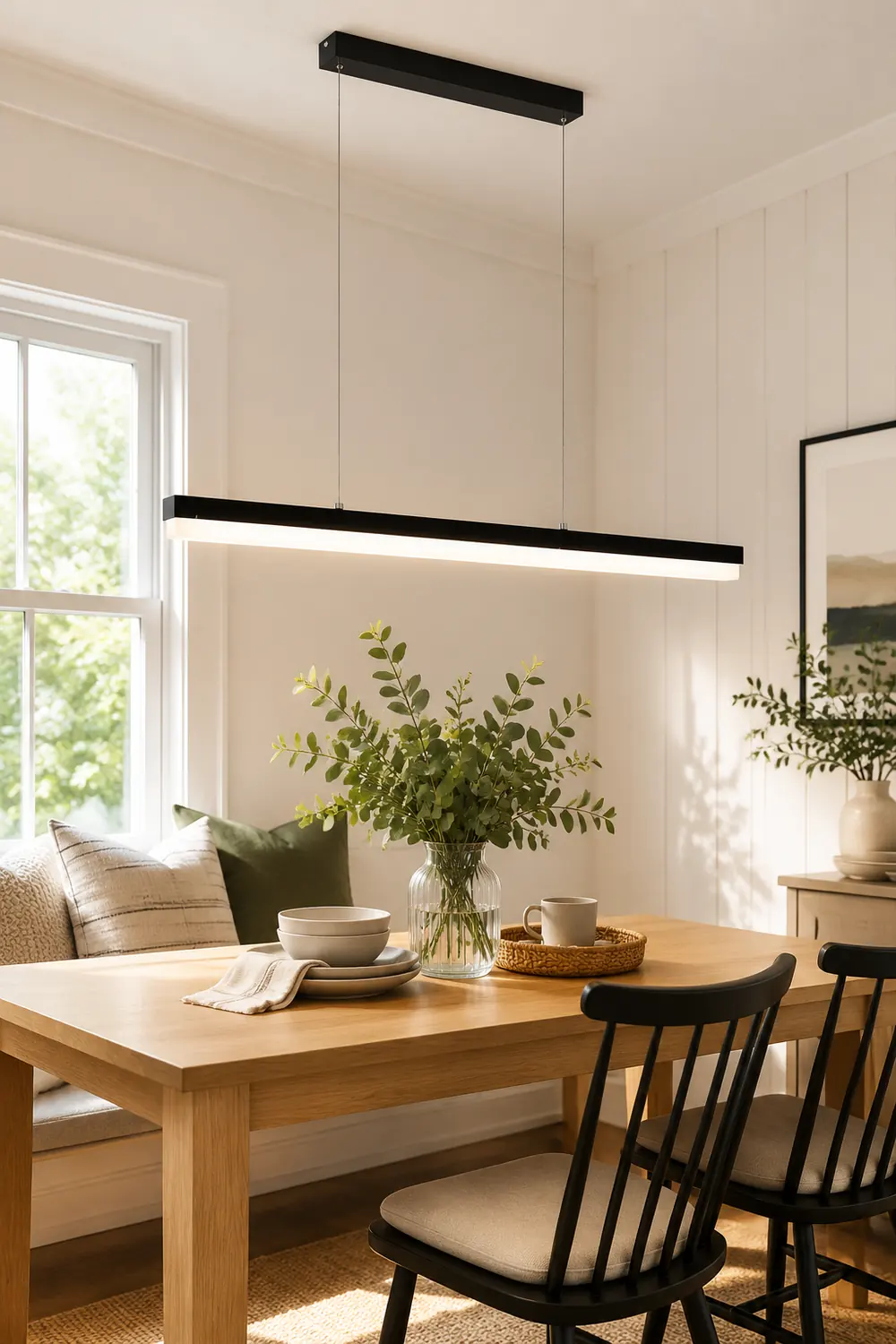 Edge Modern Linear Metal/Acrylic Pendant Light, White/Black - Lumpaz