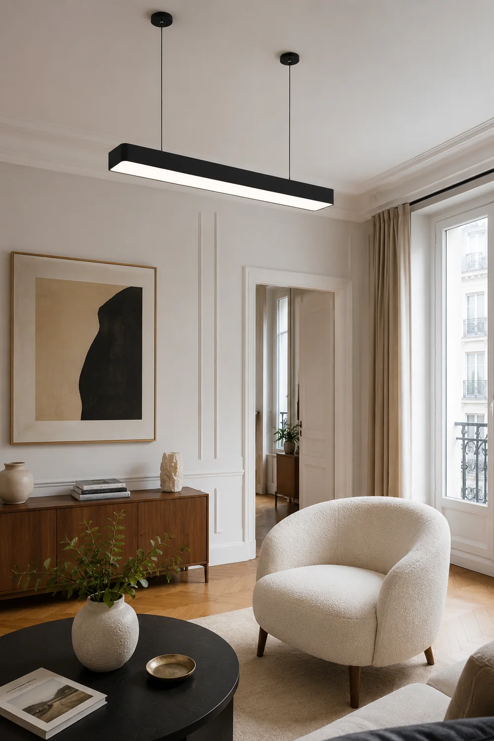 Edge Minimalist Rectangular LED Black Pendant Light Acrylic Office - Lumpaz