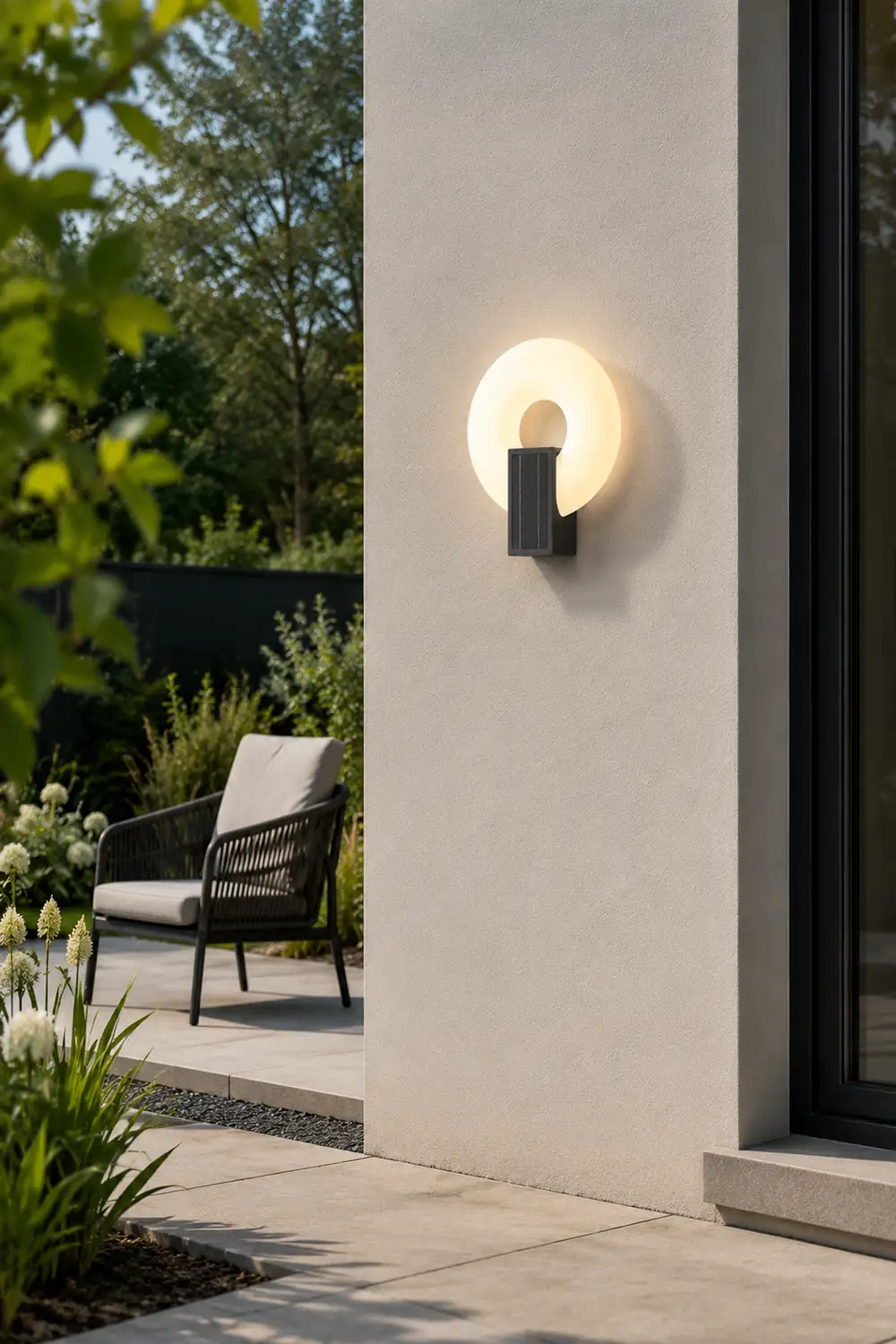 Isaac Modern Metal/Acrylic Solar Waterproof Outdoor Wall Lamp, Black/White - Lumpaz