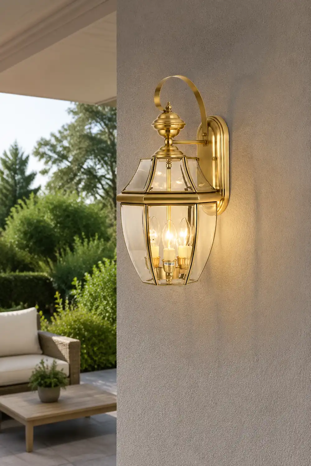 Alessio Vintage Lantern Metal Outdoor Wall Lamp, Gold - Lumpaz