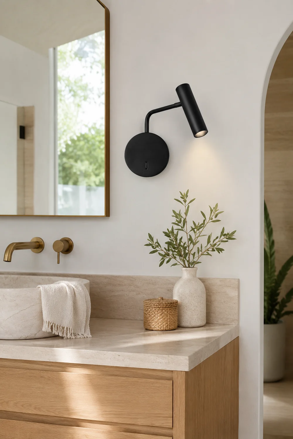 Orr Wall Lamps Swing Arm Modern, LED Spotlight, Black/White/Gold, Corridor - Lumpaz