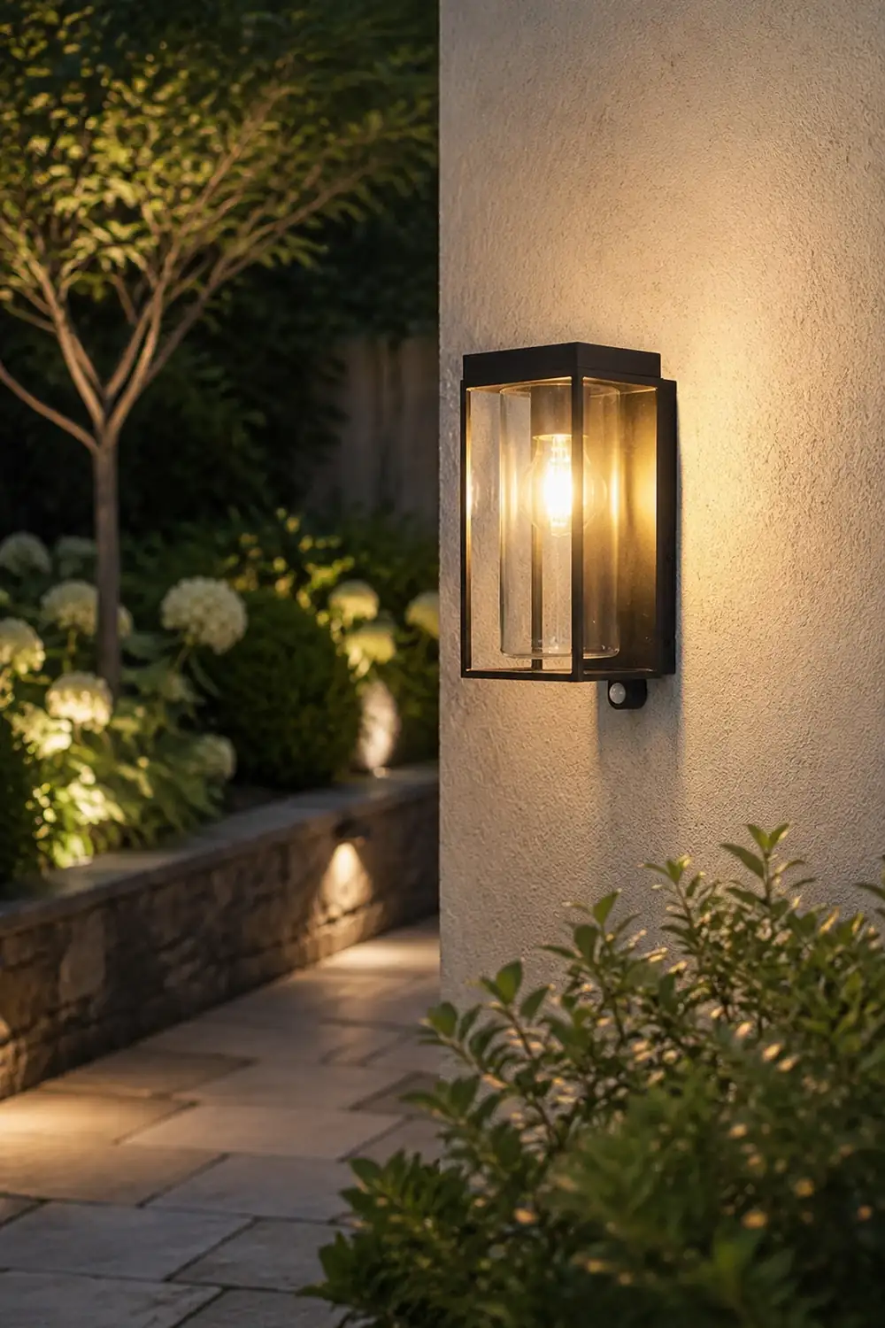 Orr Modern Rectangular Solar Waterproof Metal/Glass Outdoor Wall Lamp, Black - Lumpaz