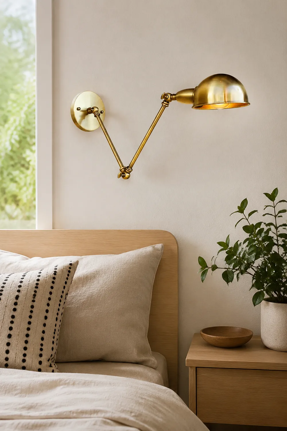Brady Vintage Semi-sphere Metal Swing Arm Foldable Wall Lamp, Bronze - Lumpaz