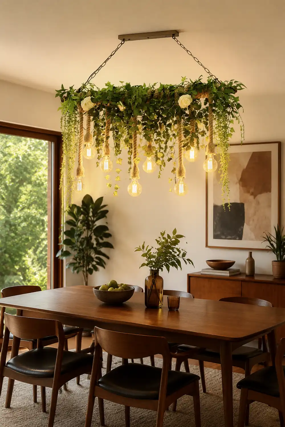 Nest Natural Decorative Metal/Glass Pendant Light, Green - Lumpaz