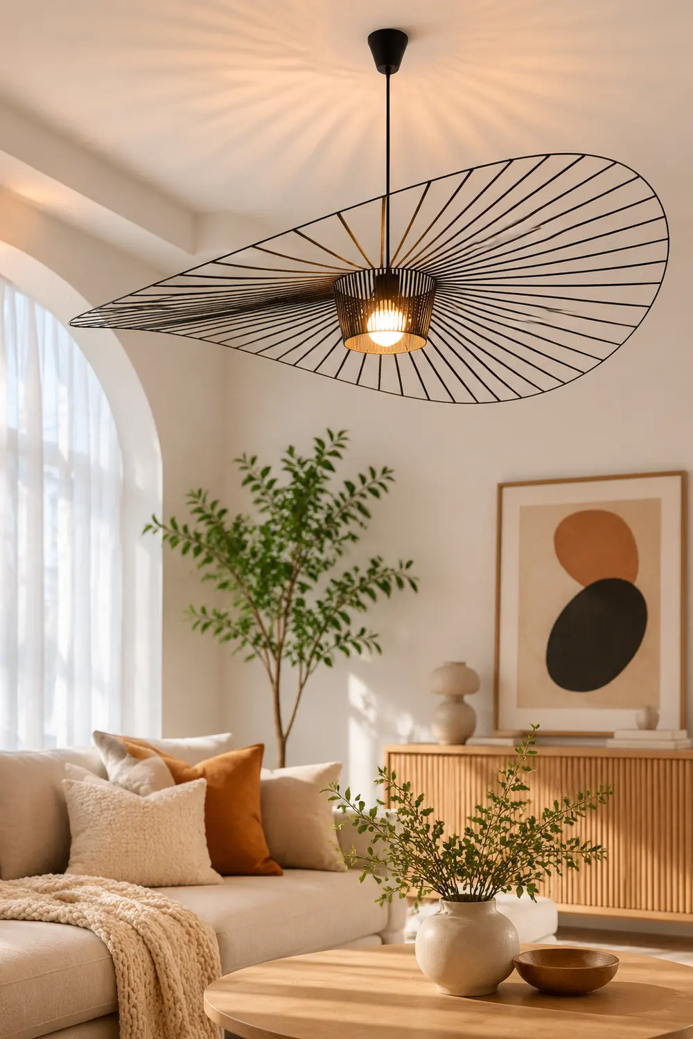 Renée Modern Flower Fabric Pendant Light 4 Color, Black/White/Gold/Brown - Lumpaz