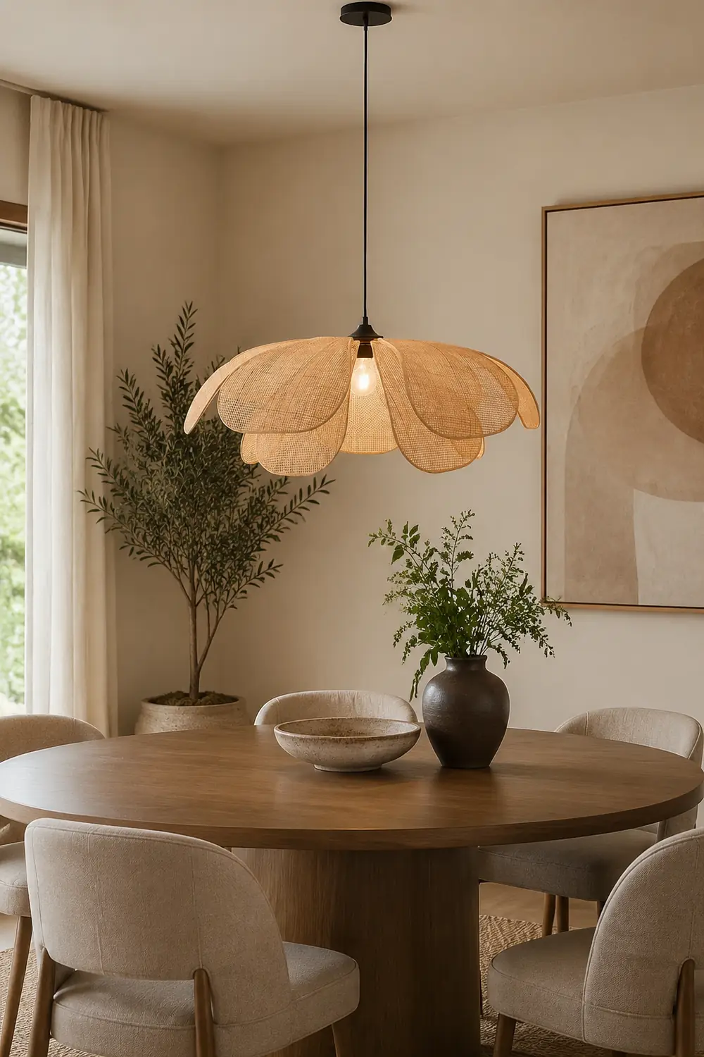 Ritta Handmade Pendant Light, Rattan/Willow Weave - Lumpaz