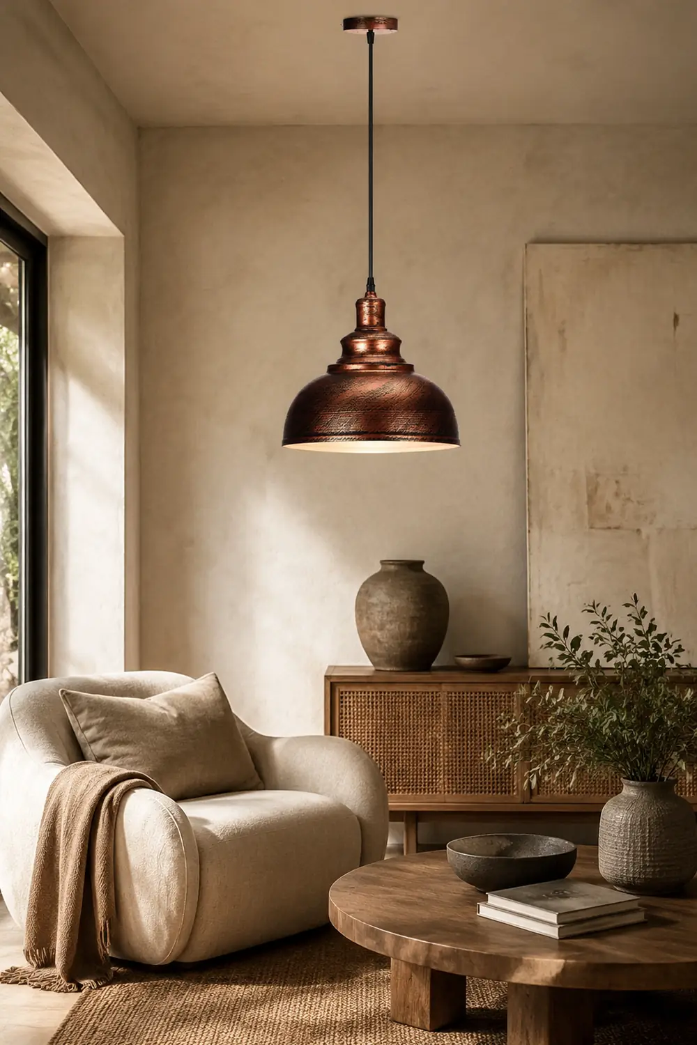Cooley Pendant Light Dome Industrial, Metal, Black/White/Copper/Gray, Cafe - Lumpaz
