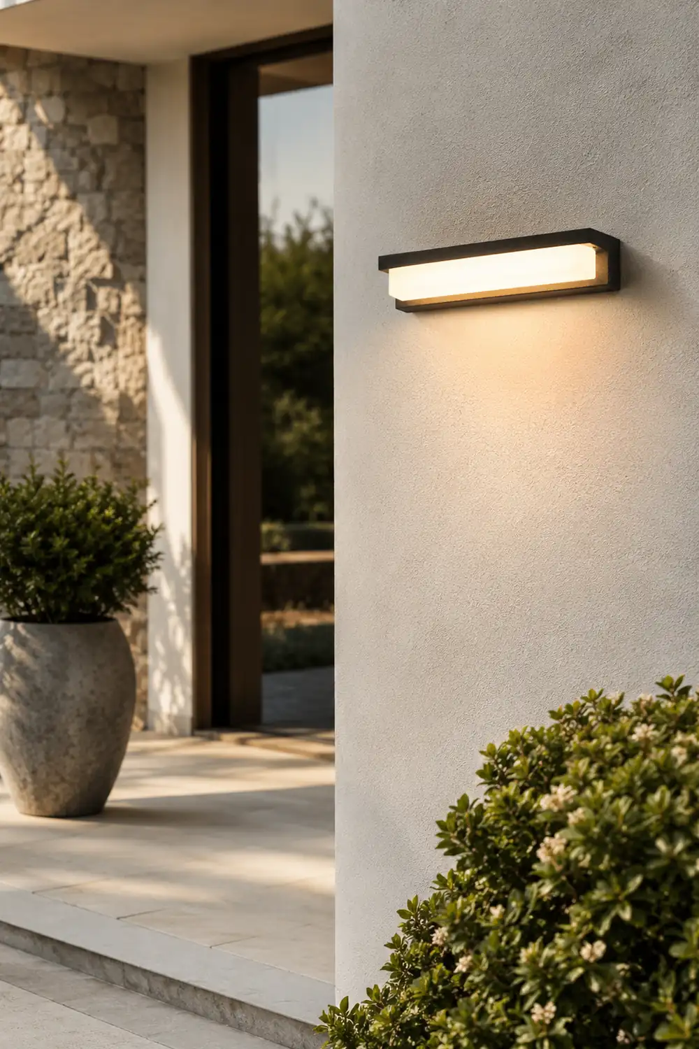 Orr Modern Rectangular Metal/Acrylic Outdoor Solar Wall Lamp, Black - Lumpaz