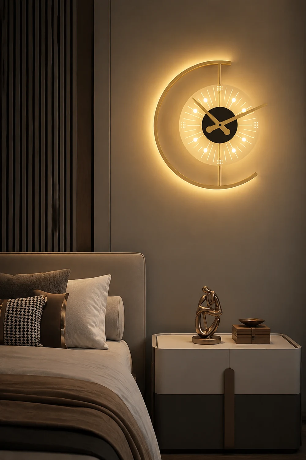 Nielsen Modern Clock Metal/Acrylic LED Wall Lamp, Black/Gold - Lumpaz