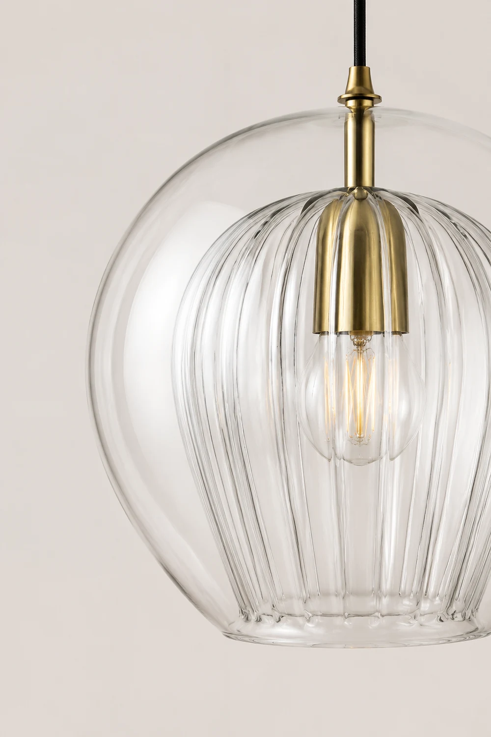 Hailie Nordic Glass Globe Pendant Light Clear/Amber Bedroom - Lumpaz