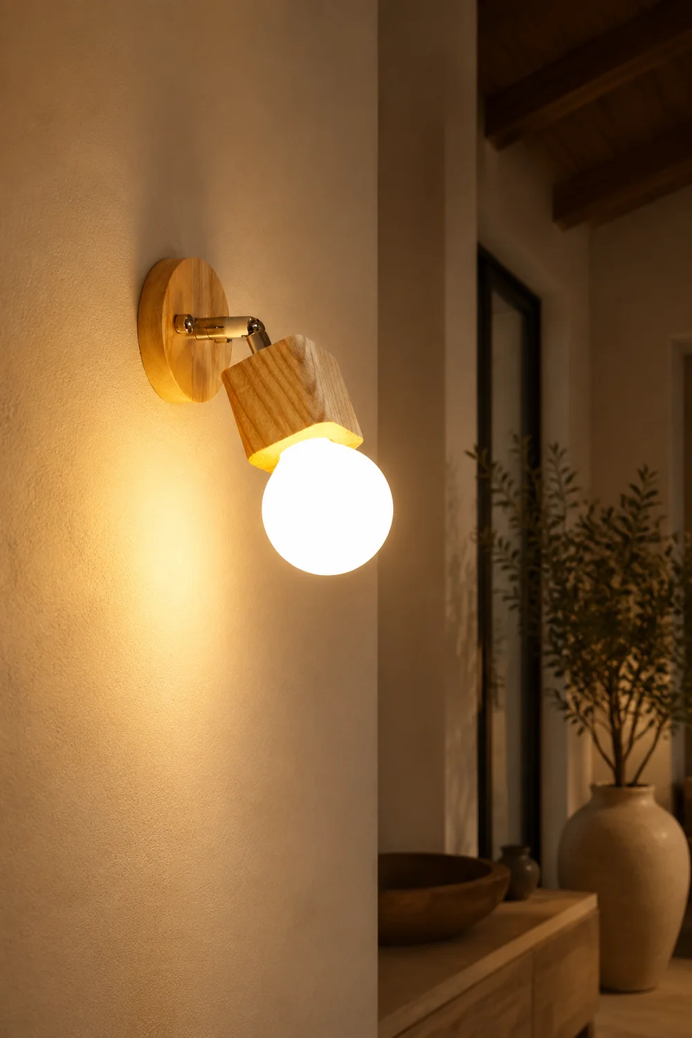 Ozawa Modern Square Globe Metal/Wood Wall Lamp, Vanity Light - Lumpaz