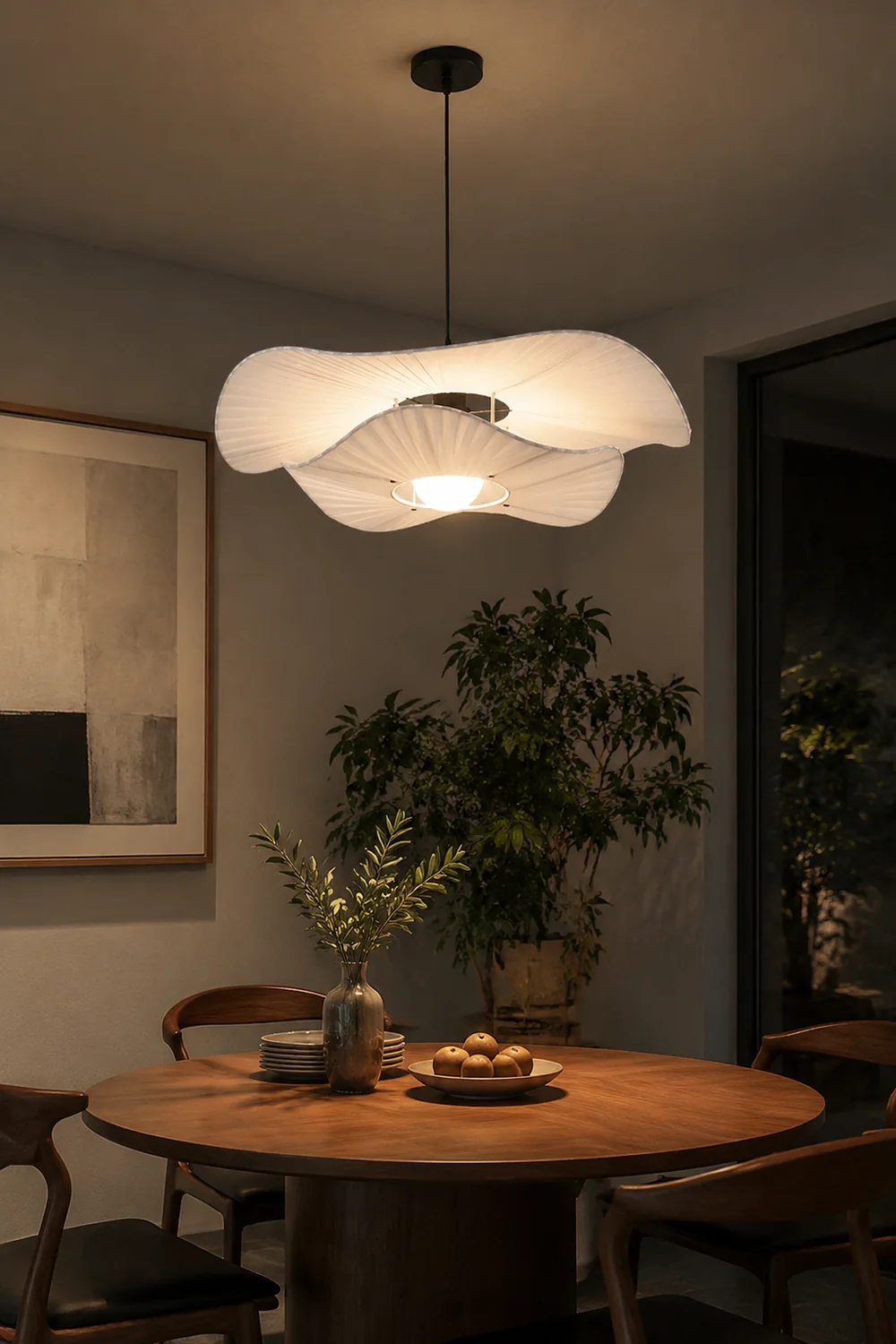 Renée Modern Nordic Cloth/Metal Shell Pendant Light, White - Lumpaz