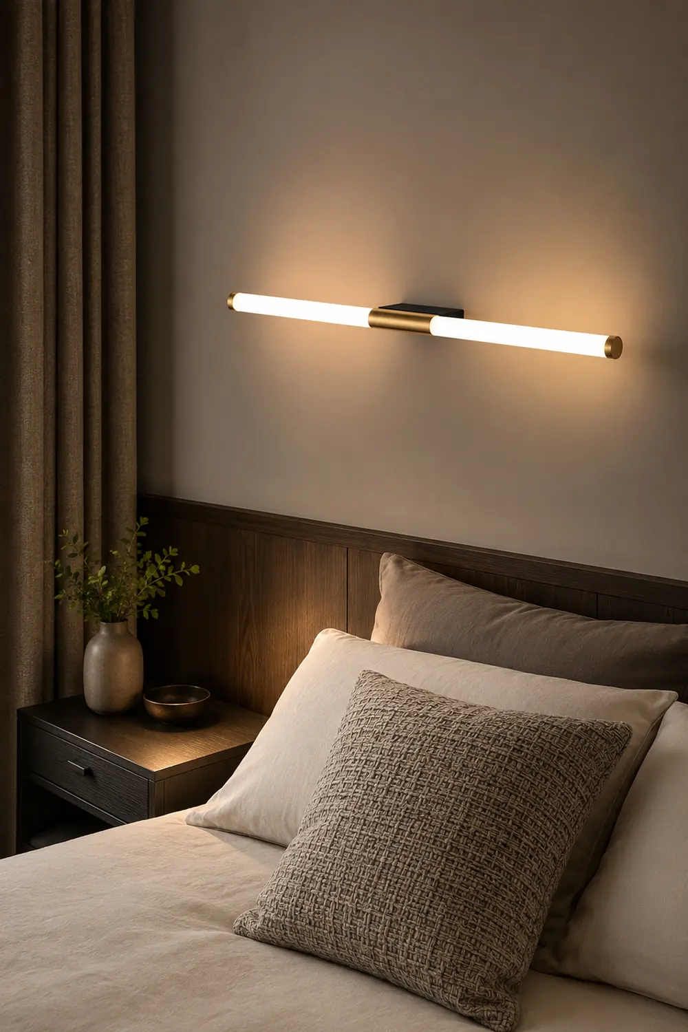 Leigh Minimalist Linear Metal Wall Lamp, Gold - Lumpaz