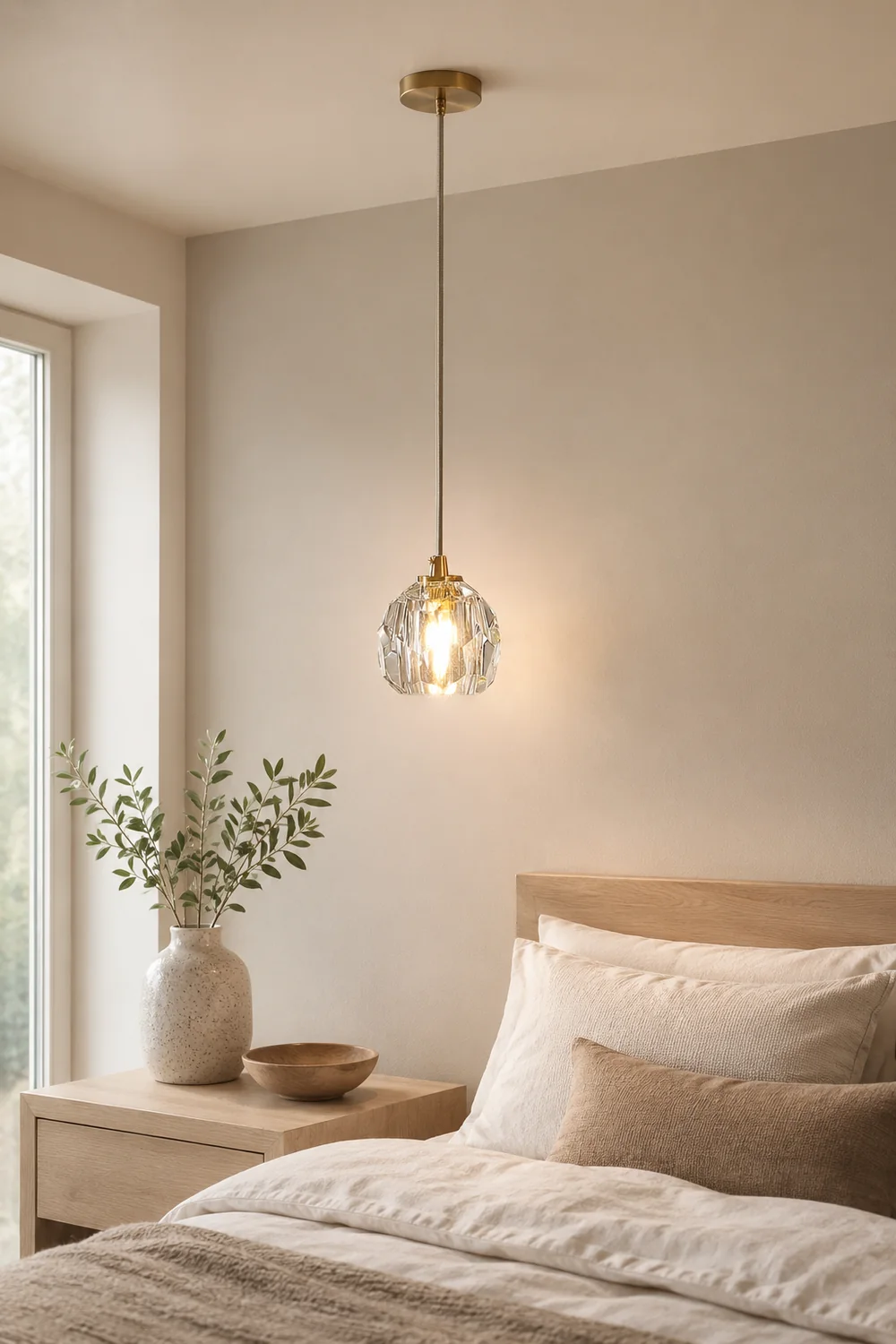 Luxury Globe Metal/Glass Pendant Light, Clear, Bedroom - Lumpaz