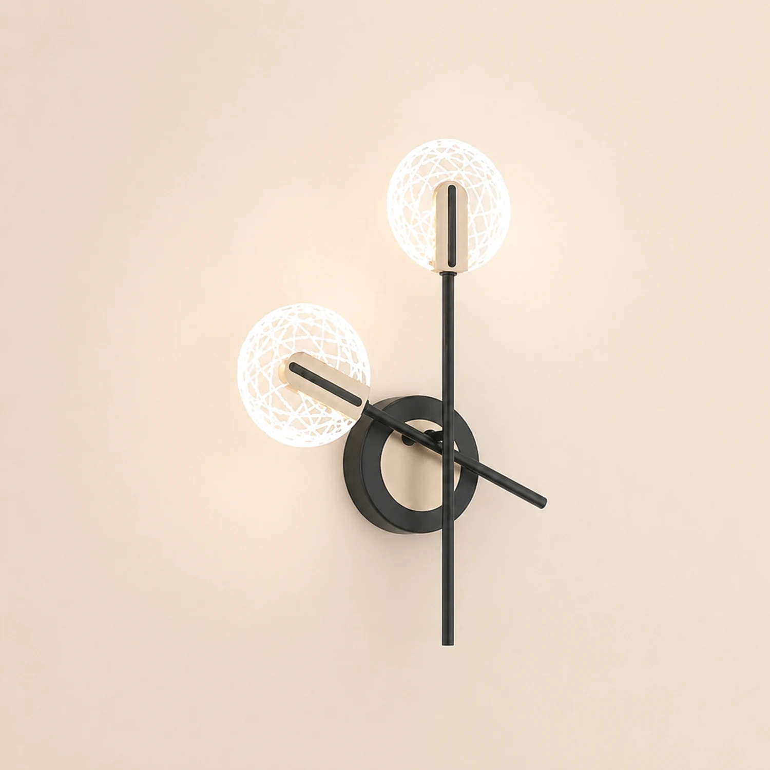 Valentina Wall Lighting Disc Modern, Metal/Acrylic, Black/White, Bedroom - Lumpaz