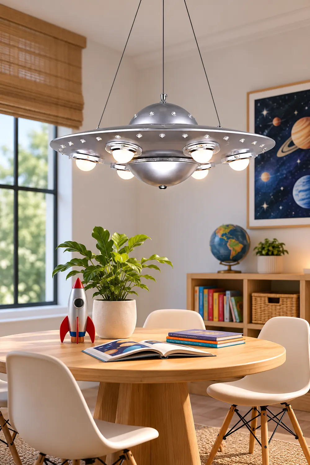 Alessio Modern UFO Metal Kids Pendant Light Silver - Lumpaz