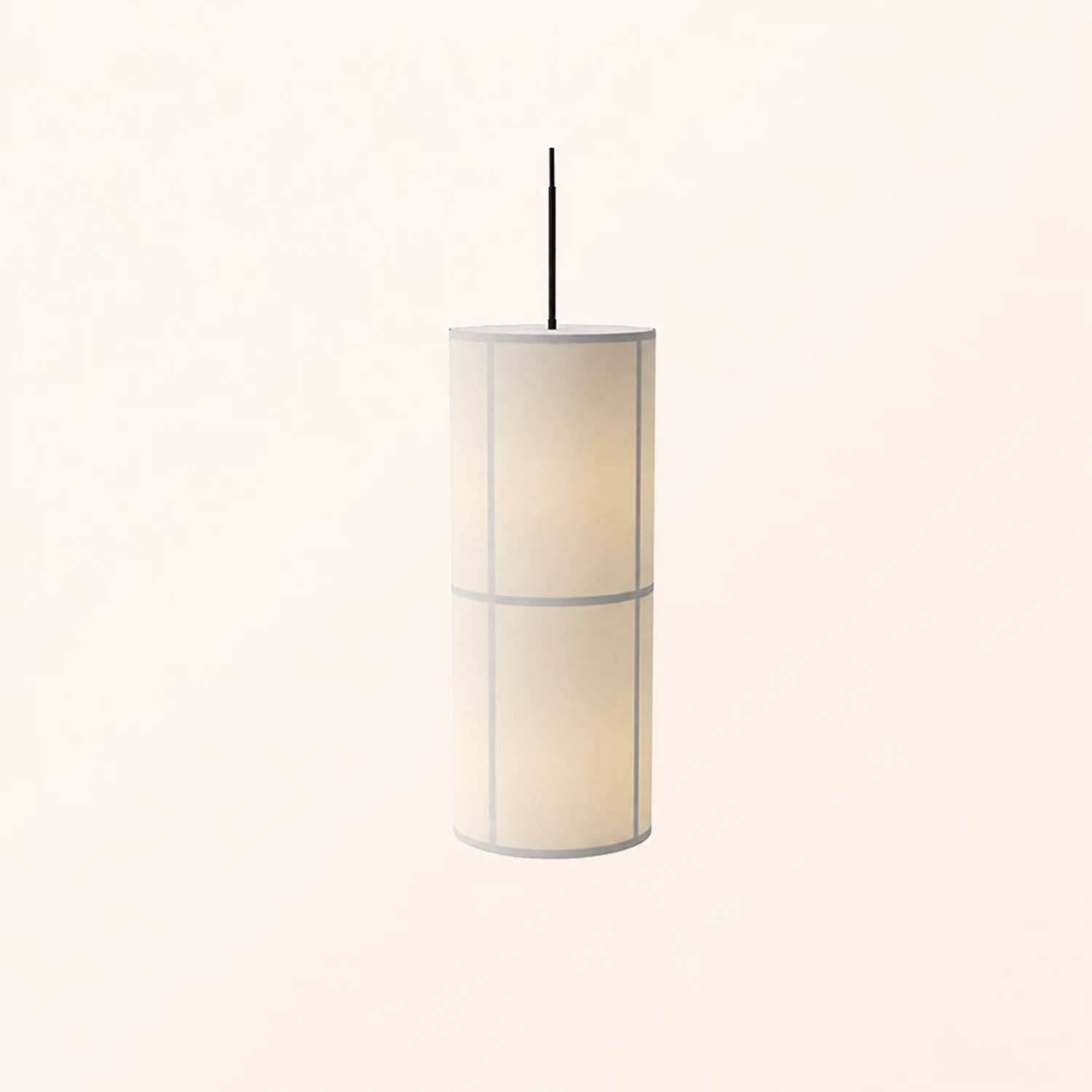 Renée Cylinder Pendant Light, Lantern, Fabric, Japanese - Lumpaz
