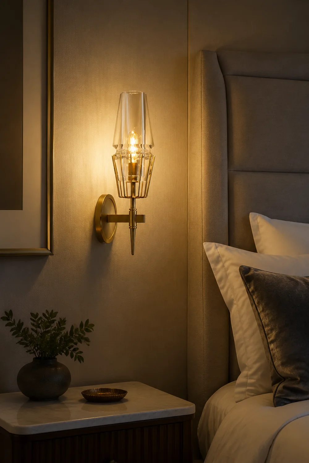 Blair Vintage Lantern Metal/Glass Wall Lamp, Gold - Lumpaz