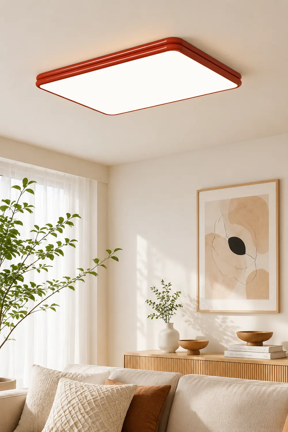 Valentina Retro LED Ceiling Lamp Red/Yellow Metal/Acrylic Living Room - Lumpaz