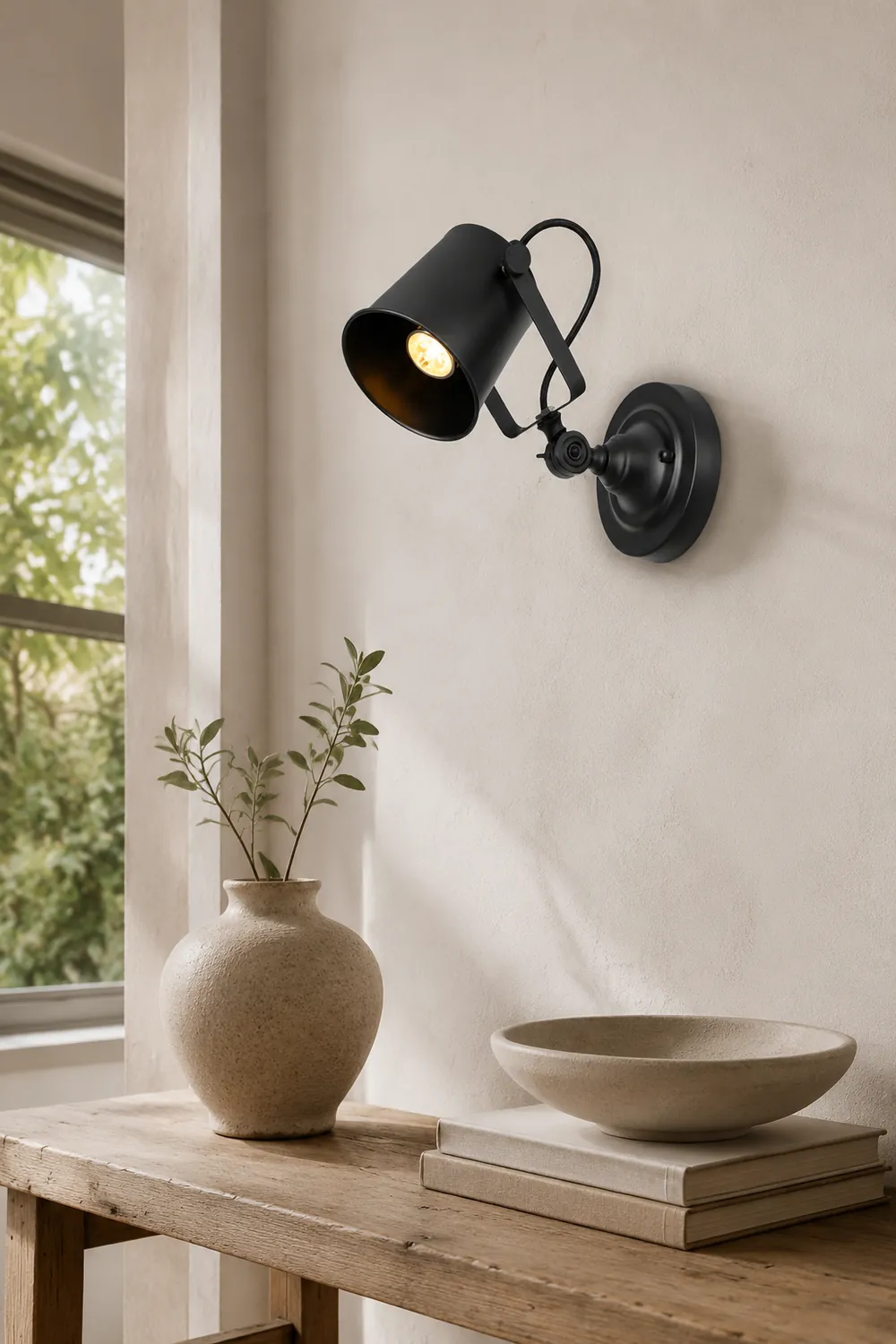 Brady Modern Bucket Metal Adjustable Wall Lamp, Black/Rust - Lumpaz