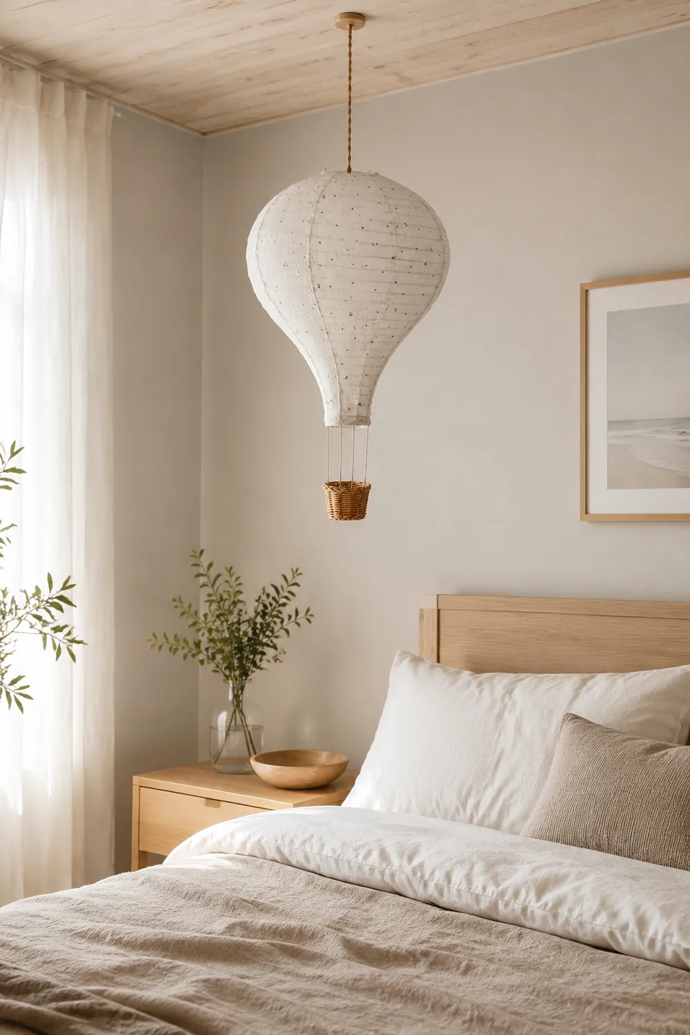 Morandi Modern Design LED Flush Mount Ceiling Light White Fabric Bedroom Kitchen - Lumpaz