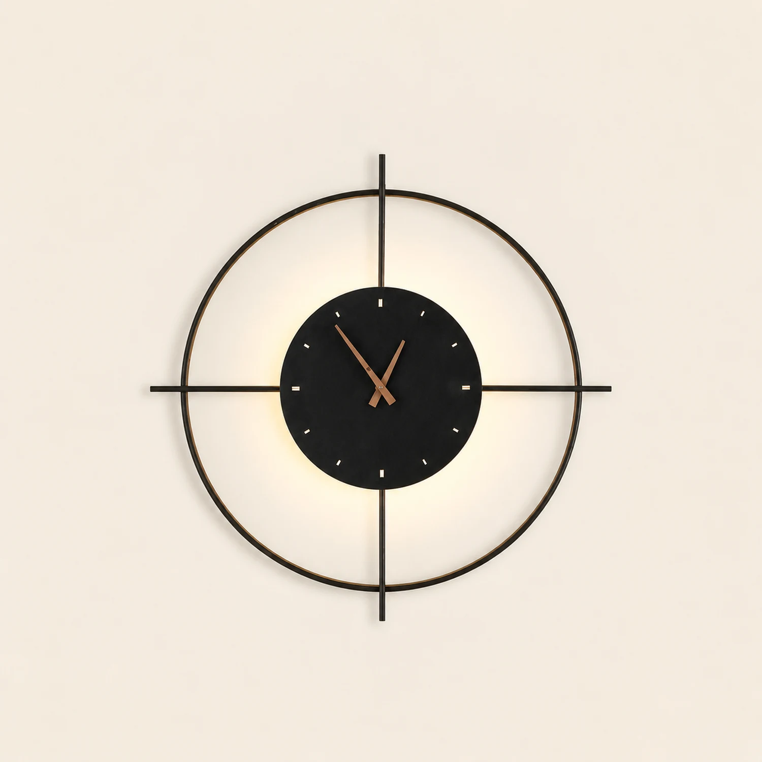 Morandi Nielsen Modern Clock Metal Wall Lamp Gold/Black Bedroom - Lumpaz