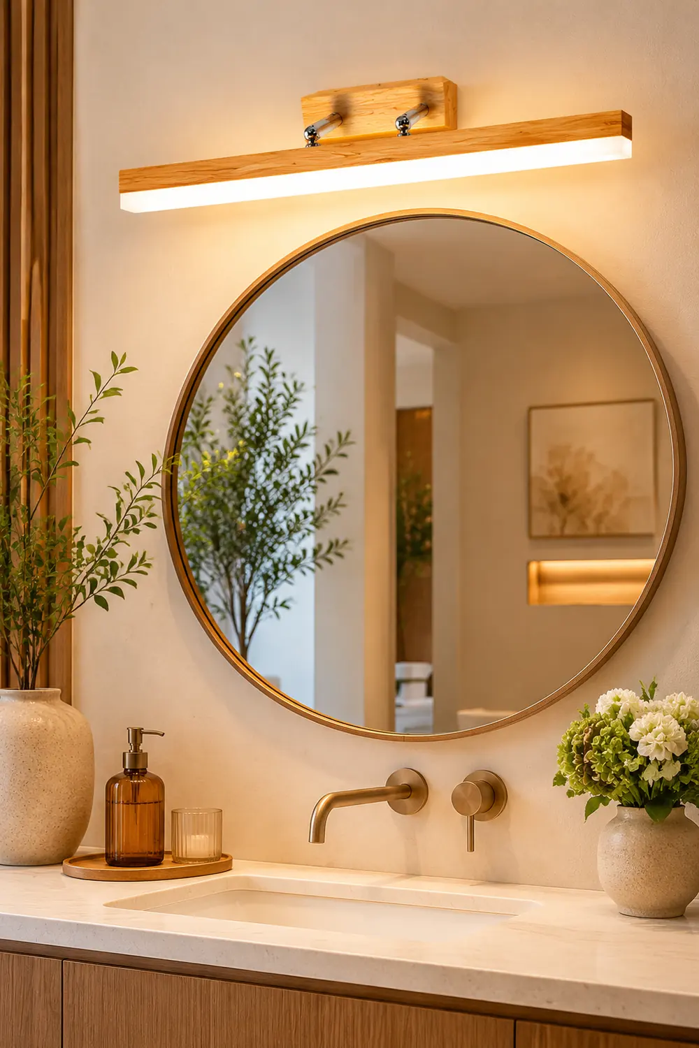 Ozawa Classic Metal/Wood Wall Lamp, Mirror Vanity, Bathroom - Lumpaz