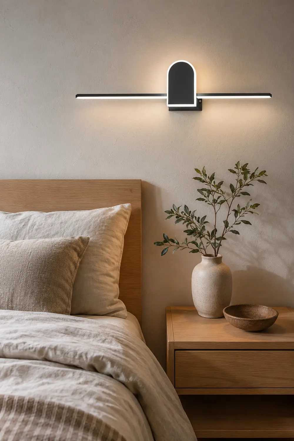 Edge Modern Linear Geometric Vanity Wall Light, Black/White - Lumpaz